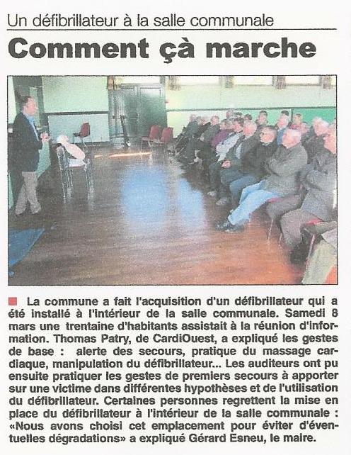 Defibrillateur Martigny (Manche) - La gazette de la manche  12 mars 2014
