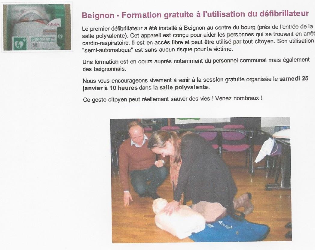 Défibrillateur Beignon (Morbihan) - Site Beignon 23 janvier 2014