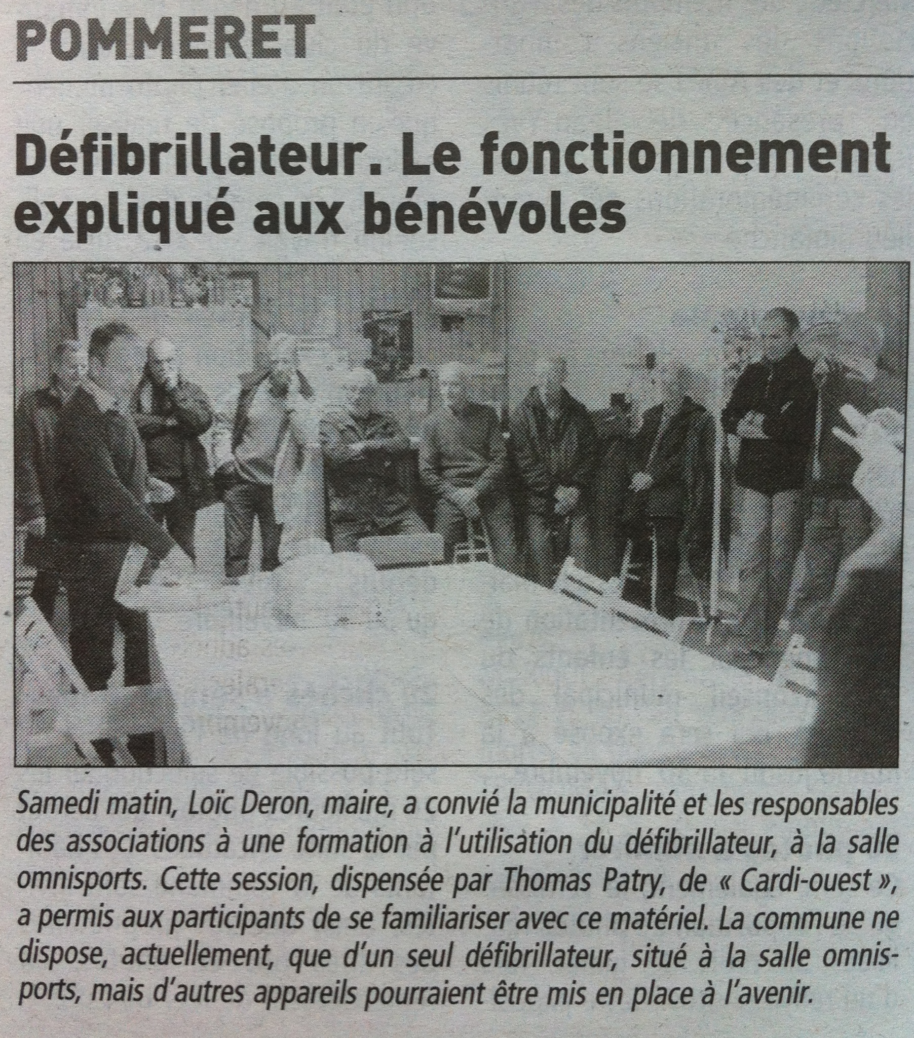 Défibrillateur Pommeret (Côte d'Armor) - Le Télégramme 08 novembre 2011