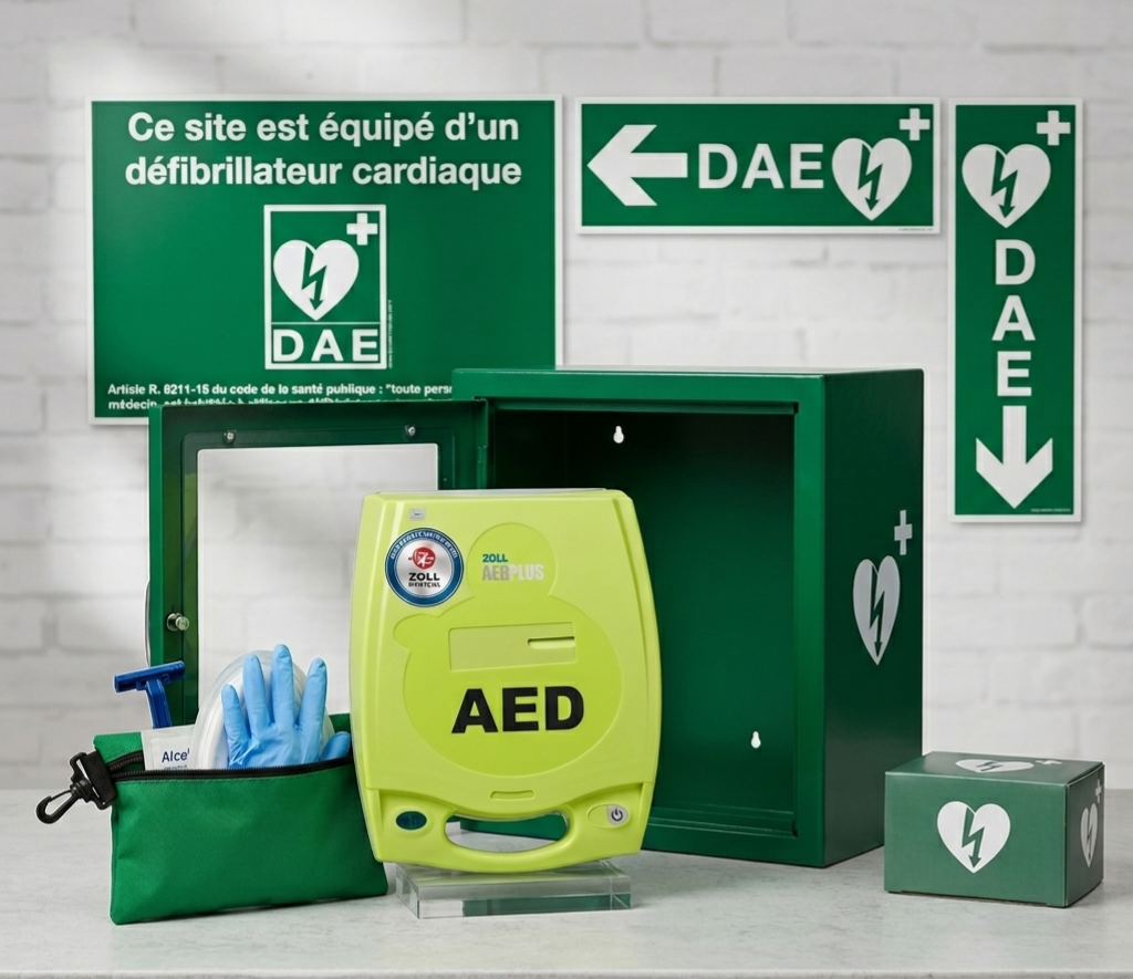 Kit complet défibrillateur ZOLL AED + avec armoire intérieure